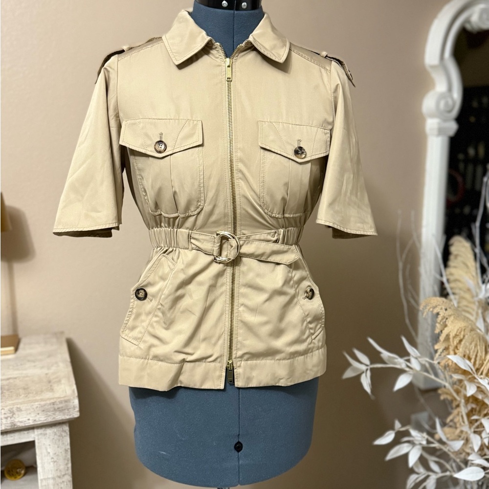 Gucci Tan Short Sleeve Belted Blouse